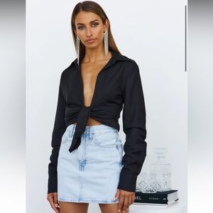 LIONESS Giza Plunge Top Black